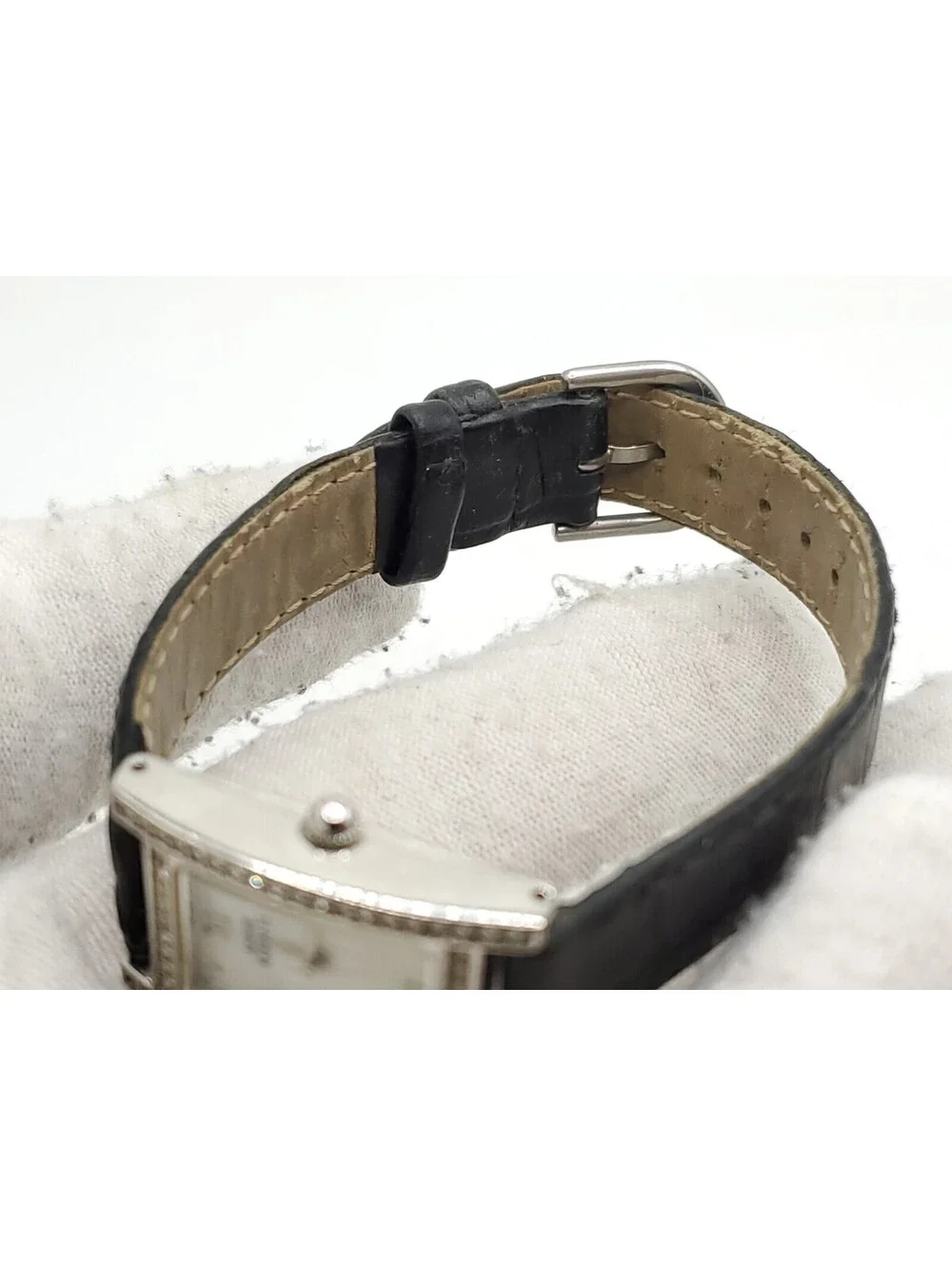 Anne Klein II MOP Dial Rhinestone Bezel Tank Syle Quartz Watch New Battery 16mm